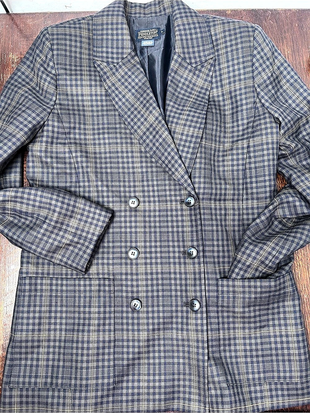 Pendleton Women's Blue & Gray Plaid Blazer, pocket dress & pants